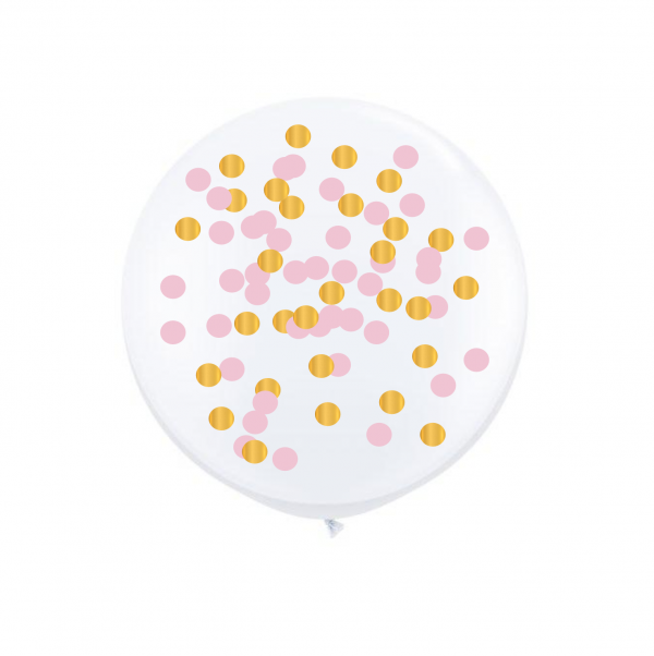 60cm Round Clear Confetti Latex Balloon