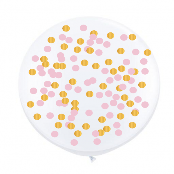 90cm Round Clear Confetti Latex Balloon