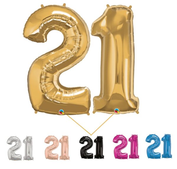 Giant 21 Foil Number Balloons on Weight