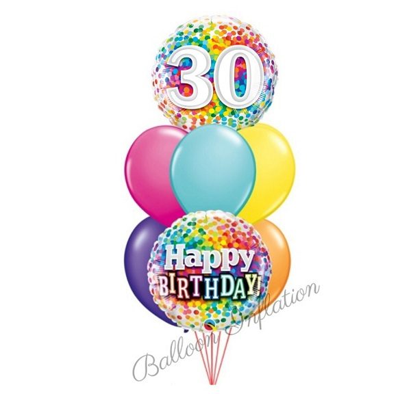 30th Rainbow Dots Birthday Balloon Bouquet